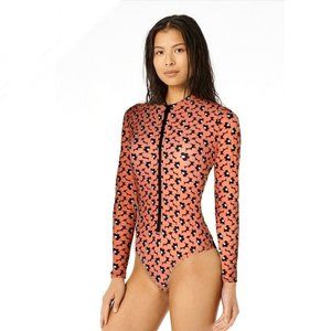 NWT Michael Kors Long Sleeve Surf One Piece Swimsuit / flamingo coral